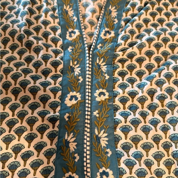 NWT BIBA Kurta Tunic Dress Women Sz 38 Blue Green Floral Print V Neck 1 Piece - Picture 13 of 15